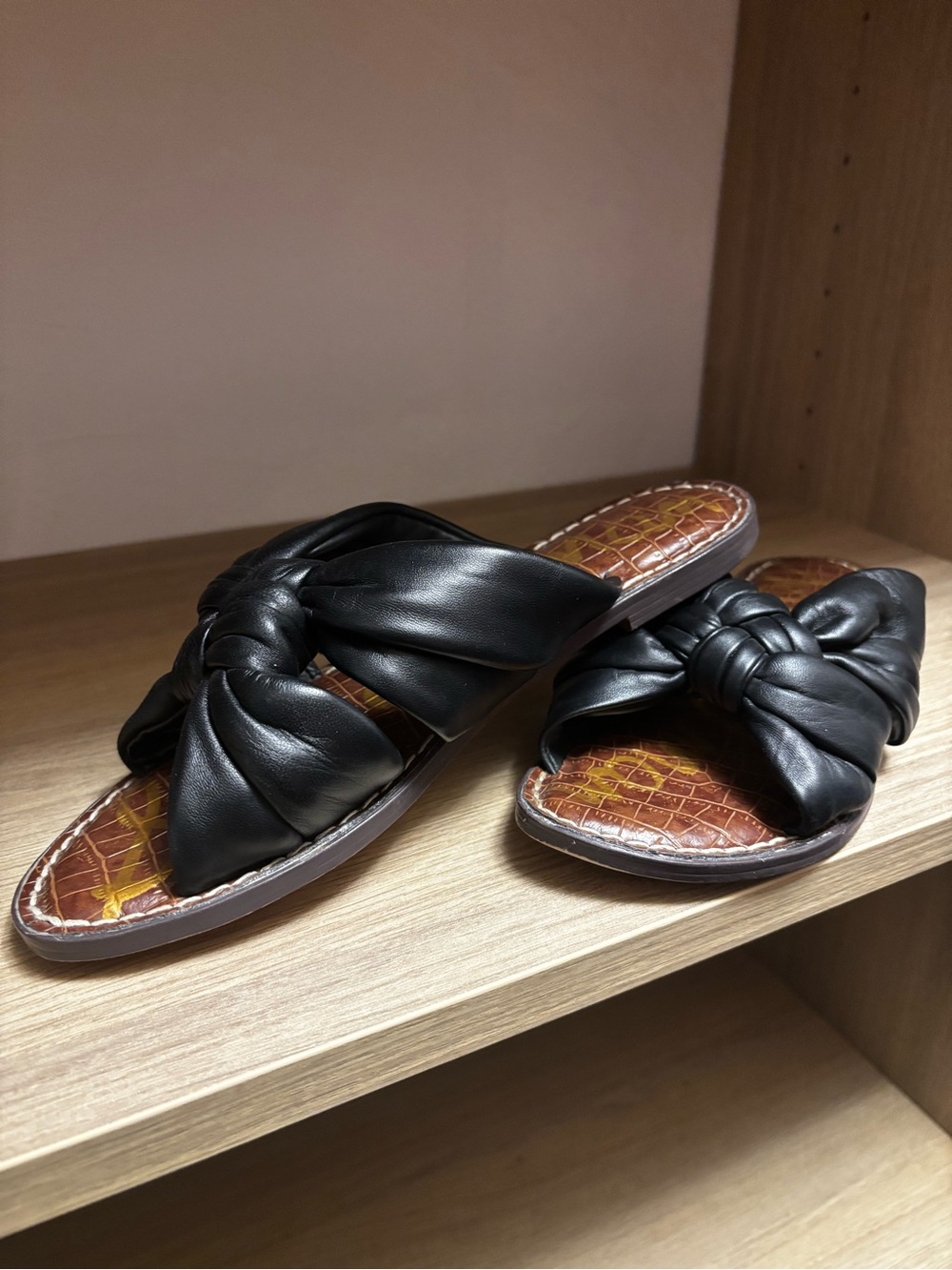Sam Edelman Black Knotted Slide Sandals, 7.5